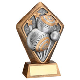 BRZ/GOLD DIAMOND HOLDER WITH 'LAWN BOWLS' DISC WITH PLATE - 5.25in